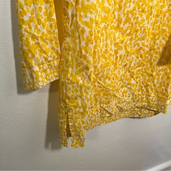 Charter Club Split Neck Tunic Top Yellow White Beaded - Picture 7 of 11